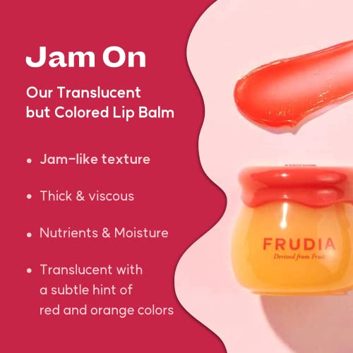 WELCOS FRUDIA Honey Lip Balm – Pomegranate | Lip Plumping, Moisturizing & Hydrating Translucent Red Tinted Lip Balm | 3-in-1 Lip Plumper Balm for Dry & Pale Lips with Pomegranate Extracts (0.33 fl oz)