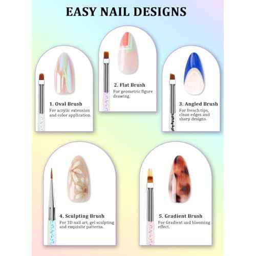 Nail Art Tools Set, Nail Stand for Press on Holder for Painting Nails, Nail Art Brushes and Dotting Tools, Nail Design Tools Supplies, Gel Polish and Builder Brush, French Tip Brush, Liner Brush