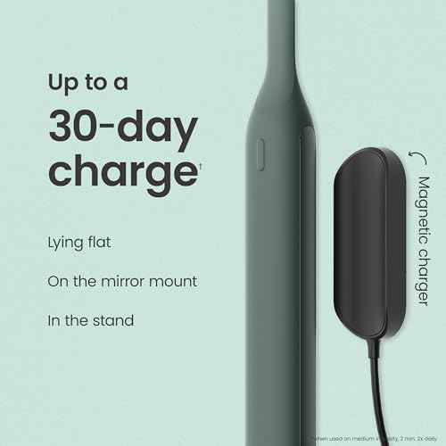 Quip Ultra Next Generation Smart Sonic Toothbrush - Timed Electric Toothbrush for Adults - Replaceable Brush Head, Soft Bristles, Silicone Handle, 30-Day Battery Life, Travel Case - Moss Green