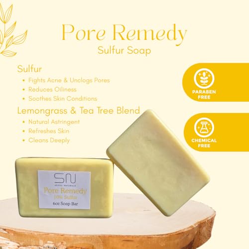 Seoul Naturals Pore Remedy, 10% Sulfur Soap with Lemongrass and Tea Tree Oil, k beauty, 6 oz