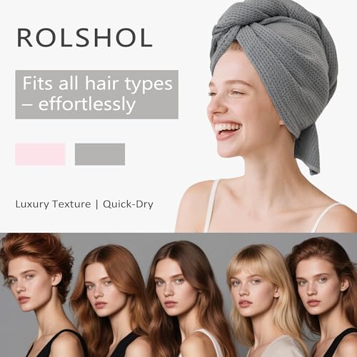 ROLSHOL Hair Towel Wrap 2 Pack - 32x11 Microfiber, Curly Hair