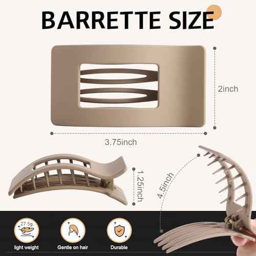 8 Pack French Flat Hair Clips for Women ? Large Matte No-Slip Claw clips for Thick & Thin Hair, Strong Hold Styling Barrettes Accessories (Neutral)