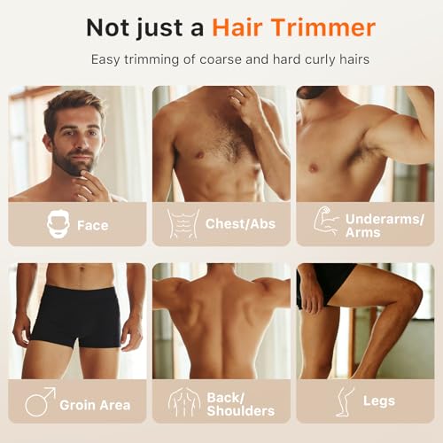 Manscape Body Hair Trimmer H6 One MagBlade Pro for Sensitive Skin, Built-in Dual LED Light, Waterproof Wet/Dry Groomer, USB-C Rechargeable, Full-Body Grooming for Chest and Legs, White
