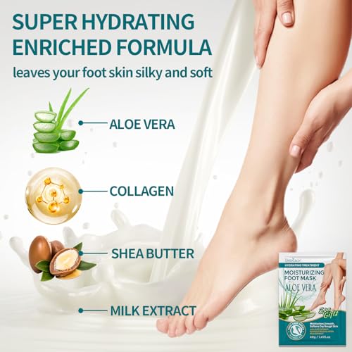 5 Pack Moisturizing Foot Mask Socks for Dry Cracked Feet