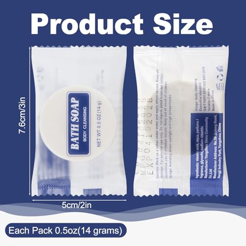 0.5 oz Bulk Travel Size Bars Soap, Individually Wrapped Small Face and Body Cleanser Round Soaps Toiletries Amenities for Hotel, Guest, Shelter, Charity, Motel, Vacation (30)