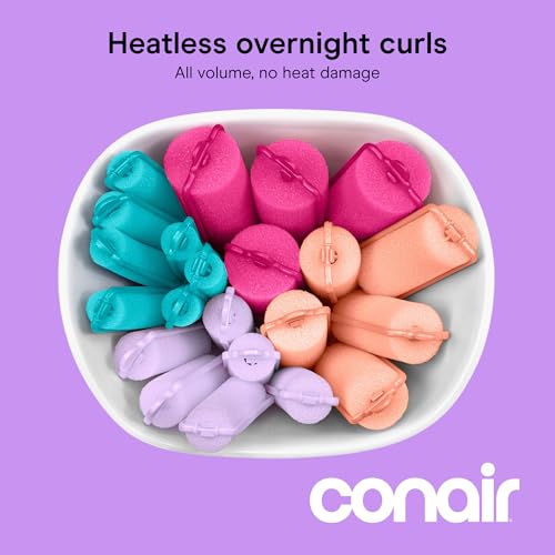 Conair Heatless Curlers Set of 48 Assorted Foam Rollers for Overnight Styling