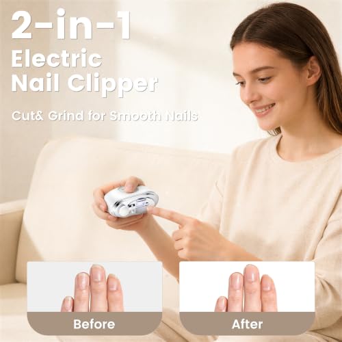 Electric Nail Clippers, 2 in1 Smart Toenail Clippers with File&Nail