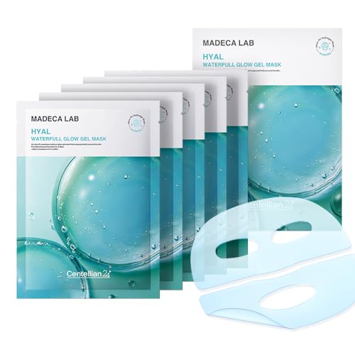 CENTELLIAN 24 Madeca Lab Hyal Waterfull Gel Mask (Hydrating Gel Mask, 5 pcs) ? Deep Moisture & Cooling Sheet with 10-Layer Hyaluronic Acid, Korean Skin Care. TECA, Glycerin, Niacinamide.