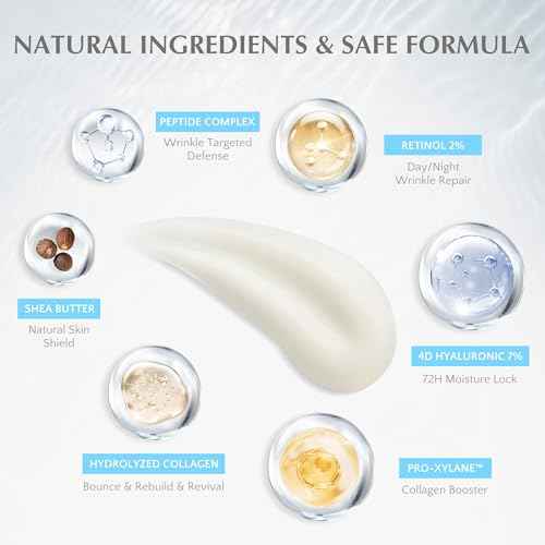 EnaSkin Retinol Collagen Face Cream: Wrinkle Cream for Women, Neck & D?collet? Anti Aging Moisturizer with 7% Hyaluronic Acid Serum - Day/Night Skin Firming & Tightening, 1.7 Oz