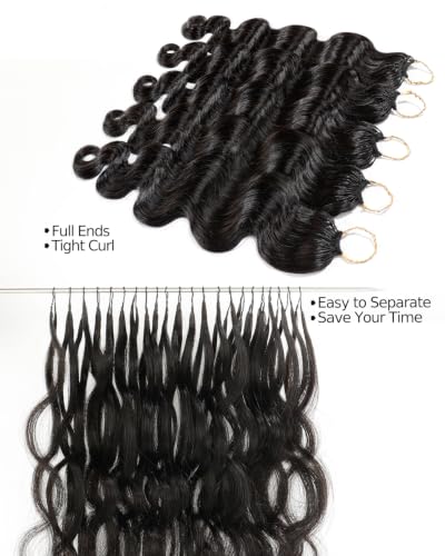 BEEOS 16 Inch Body Wave Human Crochet Hair - Knotless, Easy to Detangle