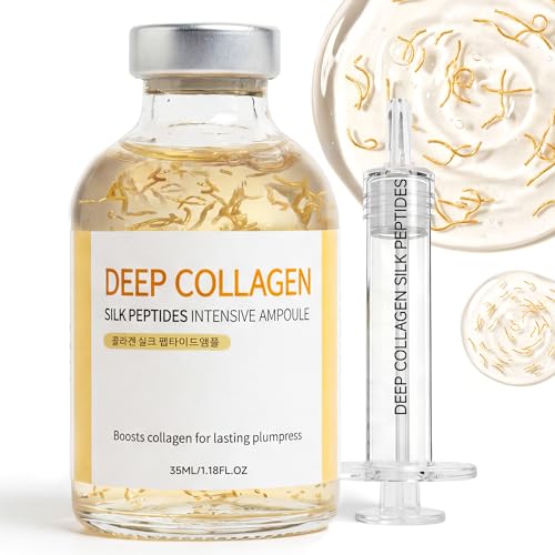 Deep Collagen Serum Silk Peptide Ampoule, Korean Anti Aging Serum for Face with Collagen & Peptide, Moisturizesmproves Elasticity (1.18 Fl.oz / 35ml)