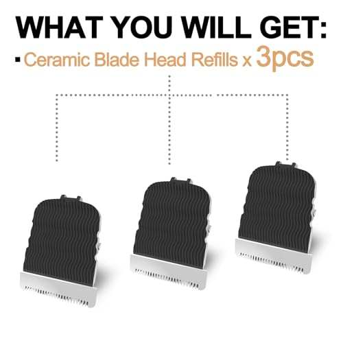 3 Pcs Replacement Trimmer Blades for Manscapes The Lawns Mower 4.0 3.0 2.0 Series, Ceramic Trimmer Blade Refill Cartridge with Skin Guard & Easy Snap-in Design