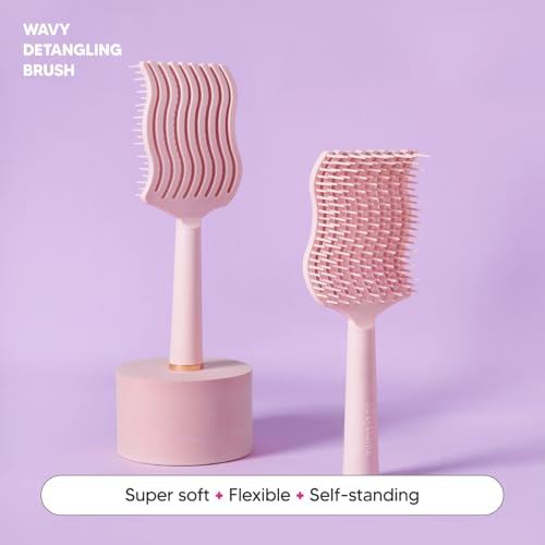 Wavy Detangling Brush with Flexible Soft Bristles for Wet & Dry Hair – Scalp Massage