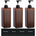 Suream 33.8oz Pump Bottles for Shampoo & Conditioner, 3-Pack with Labels