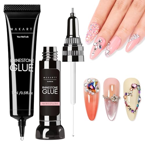 Makartt UV LED Nail Rhinestone Glue Kit - Strong Hold Gel for Gems & Charms