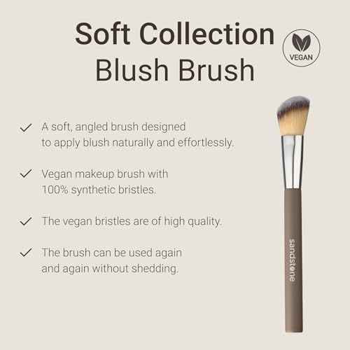 Sandstone Scandinavia Soft Collection Makeup Brush - Professional Premium Blush brush for applying and blending blush. Ultra soft bristles. Vegan Makeup brush for all skin types