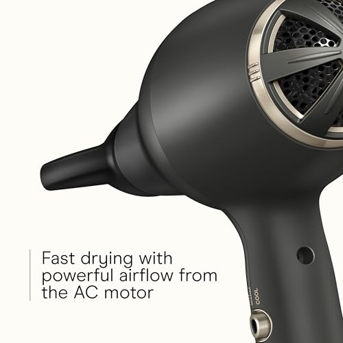 INFINITI PRO CONAIR FloMotion Pro Hair Dryer, Personalize Your Drying Experience with Adjustable Airflow and 6 Heat/Speed Settings, Blow Dryer with Diffuser and Concentrator Attachments, Black