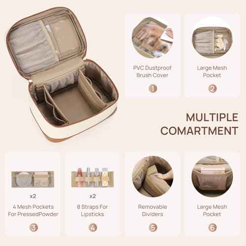 Telena Large Makeup Bag, Travel Toiletry Bag for Women, Vegan Leather Makeup Organizer Case Cosmetic Bag for Travel Essentials