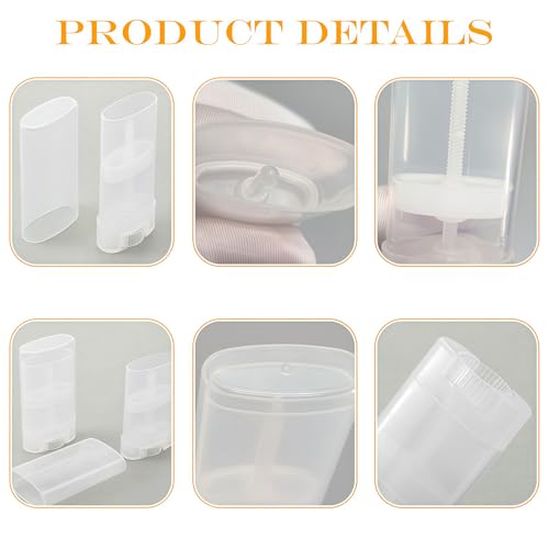 15ML Transparent Empty Plastic Oval Deodorant Containers Lipstick Tubes Tube Bottles For Chapstick Homemade Lip Balm Crayon(10PCS)