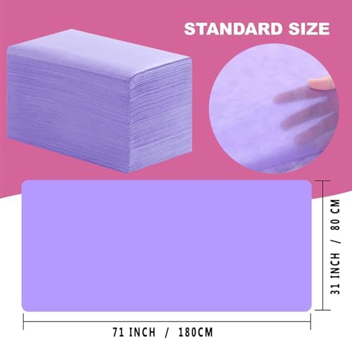 Disposable Bed Sheets 100 Pcs 31" x 71" Massage Table Sheets Non Woven Fabric SPA Bed Cover Breathable for Massage Beauty Tattoos(Purple)