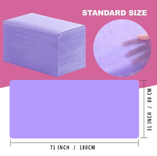 Purple Disposable Bed Sheets 100 Pcs 31x71 Inch Spa Massage Table Cover Breathable