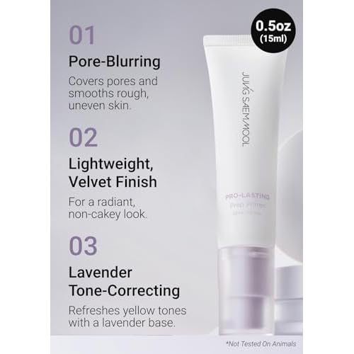 [JUNGSAEMMOOL OFFICIAL] Pro-Lasting Prep Primer #Bare-lavender | 15 ml / 0.50 fl.oz. | Hydrating, Pore-Blurring Korean Primer for face before makeup with Velvet Finish