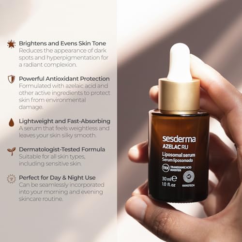 Sesderma AZELAC RU Liposomal Facial Serum 1.0 fl. Oz for Sun Spots, Age Spots and Hyperpigmentation