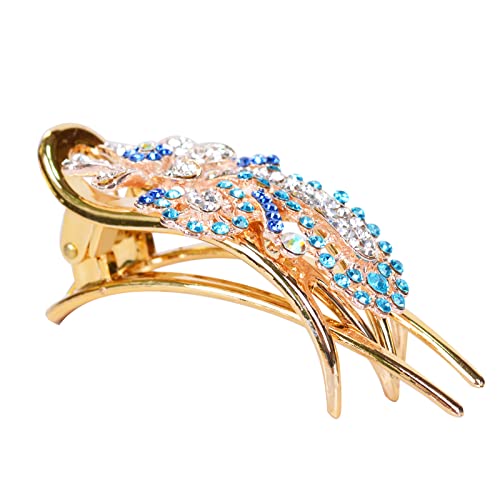 Bleiou Rhinestone Inlaid Flower Hair Clips for Women Hair Clips Claw Hairpin Accessory 1 Pcs(Blue)