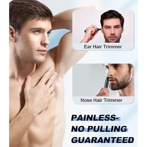 BUV Nose Hair Trimmer for Men with LED Display- 2026 Professional Painless Ear Hair Trimmers for Women, USB Rechargeable Nose Hair Trimmer Clipper ? 14,000 RPM IPX7 Waterproof Dual Edge Blades, Blue