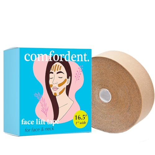 Kinesiology Tape for Face & Neck - Wrinkle Smoothing V-line Chin & Jawline Contour Support Sleep Strip in a Roll (Beige)
