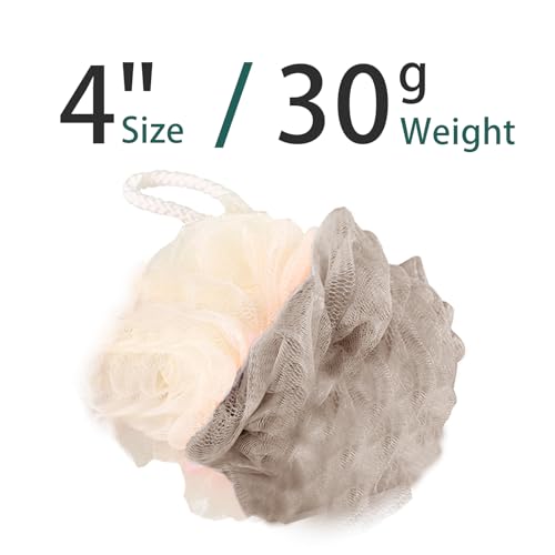 24 Pack Travel Loofah, Individually Wrapped Small Loofah Shower Pouf, 4 inch Mini Bath Sponges for Shower, Multicolor