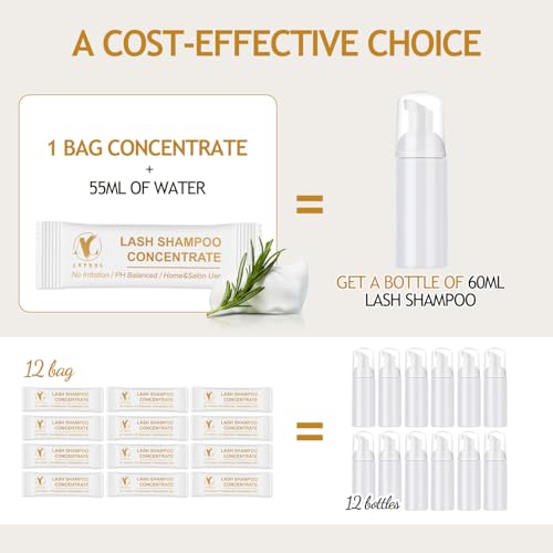 ACTROL Lash Shampoo Concentrate - 12 Sachets for Lash Extensions
