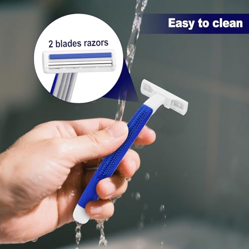 Disposable Razors in Bulk,razors individually wrapped bulk,Twin Blade Razors with Clear Safety Cap and Shaving Cream, Razors For Homeless, Hotel,Air Bnb,Shelter/Homeless/Travel (50 PCS)
