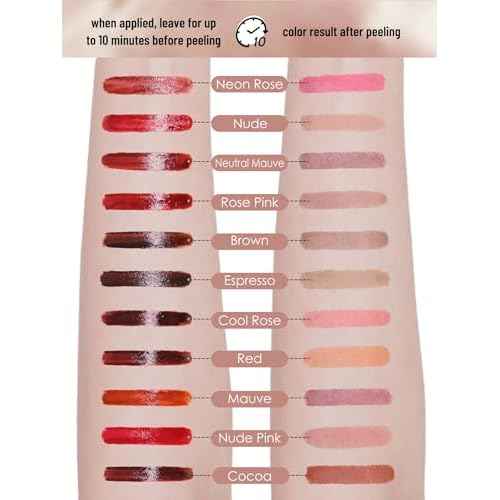 Lip Stain Peel Off Lip Liner Stain with Tweezer, Long Lasting Matte Lip Tint Tattoo, Highly Pigmented Color Lip Makeup, Waterproof Lipstick, Transfer-proof Lipstain for Women, Nude Pink