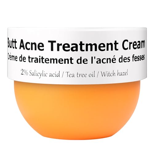 Butt Acne Clearing Treatment, Moisturizer Cream with 2% Salicylic Acid, Tea Tree Oil & Witch Hazel, Body Back Acne Treatment, Cystic Acne Treatment for Skin Delicate and Smooth 2.4oz