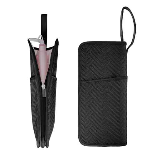 SITHON Hot Iron Holder & Mat, Heat Resistant Hair Tools Travel Bag Portable Hot Tools Organizer Cover Pouch for Curling Irons, Flat Irons, Hair Straightener and Styling Tools (Bag Only) (Black)