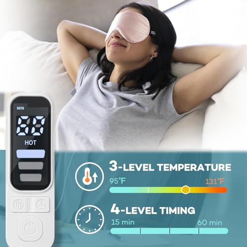 Pink Heated Eye Mask for Dry Eyes, MGD, Blepharitis, Stye Treatment, Warm & Cool Eye Masks, USB Powered, Adjustable, Silk-like Material