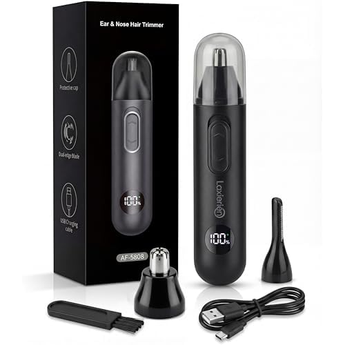 Nose Hair Trimmer for Men & Women - Waterproof USB Rechargeable Ear & Nose Trimmer, 360¡Æ Rotary Painless Facial Hair Trimmer with LED Monitor, Eyebrow & Beard Trimmer, Easy Clean, Quiet