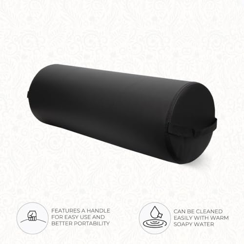 ForPro Jumbo Round Massage & Yoga Bolster Pillow - Black (9" x 26")