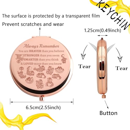 KEYCHIN Alice Cat Pocket Mirror Princess Movie Gifts You are Braver Stronger Smarter Than You Think Alice Cat Compact Mirror Alice Cat Merch (Alice Cat-RG)
