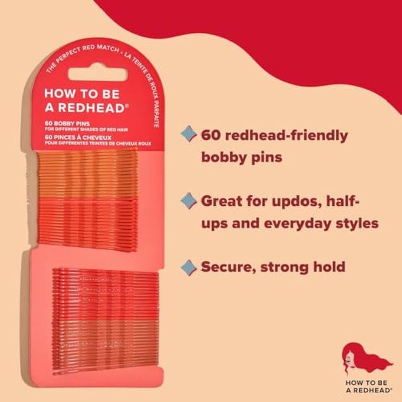 Redhead Bobby Pins - 60 Count Hair Accessories for Red Hair