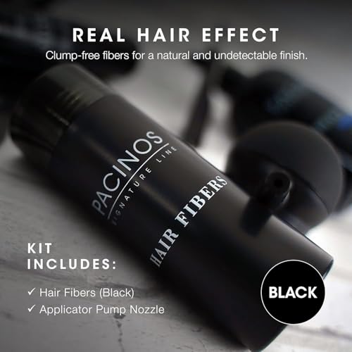 Pacinos Hair Fiber Kit - Black Concealer with Hold Spray
