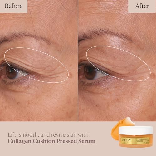 Nakery Collagen Cushion Pressed Serum, Anti Aging Face Cream and Hydrating Serum with Retinol and Peptides, Skin Tightening Cream for Wrinkles and Stretch Marks, Smooths Texture, Made in USA