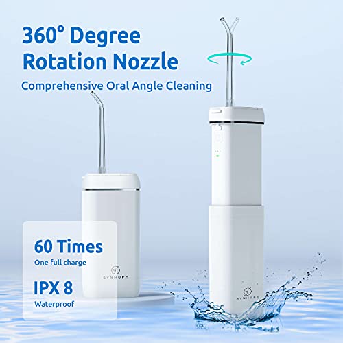SYNHOPE White Cordless Water Flosser Mini Portable Oral Irrigator 3 Modes IPX7