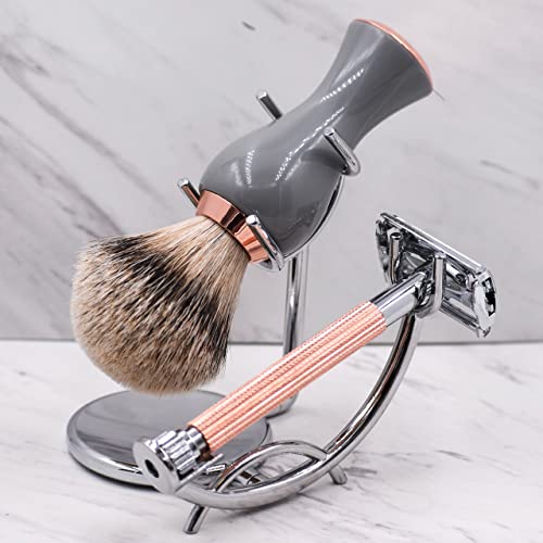 Chrome Razor and Shaving Brush Stand - Holds Straight Edge Razors, Barber Razors, Long Handle Double Edge Safety Razors, Cartridge Razors & Shave Brush