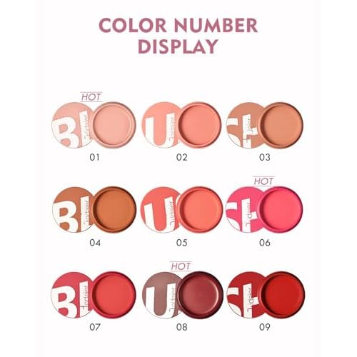 MAEPEOR Cream Blush 9 Color High-Pigmented Smooth Buildable Face Blush Long-Lasting Natural Look Blusher (Color 02)