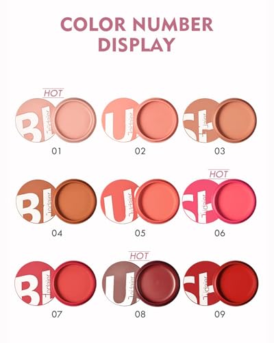 Cream Blush Palette - 9 Colors, Buildable, Waterproof & Long-Lasting