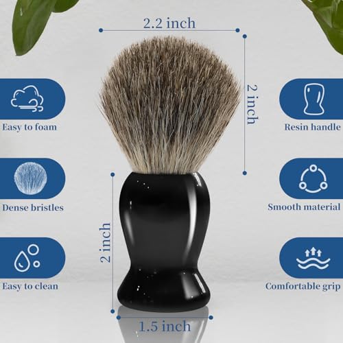 2Pack Badger Hair Shaving Brush - Professional Fast Lather Shaving Cream Brush for Sensitive Skin, Luxury Shave Brush for Men Gift