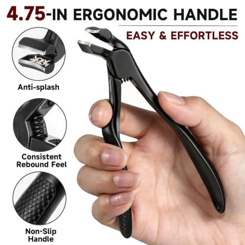 Ergonomic Long Handle Toenail Clippers for Seniors - 4.75" Curved