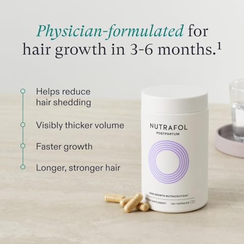 Nutrafol Postpartum Hair Growth Supplements and Hair Serum, Clinically Tested for Visibly Thicker and Stronger Hair - 1 Month Supply, 1.7 Fl Oz Bottle